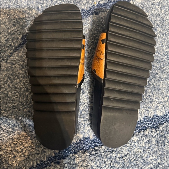 MCM Orange and Black Logo Slide Sandals - Picture 3 of 3